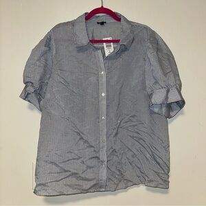 Torrid Cotton Rhinestone Elbow Sleeve Button Up